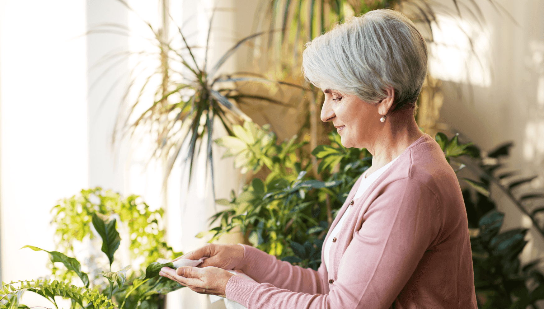 Caring for plants mom