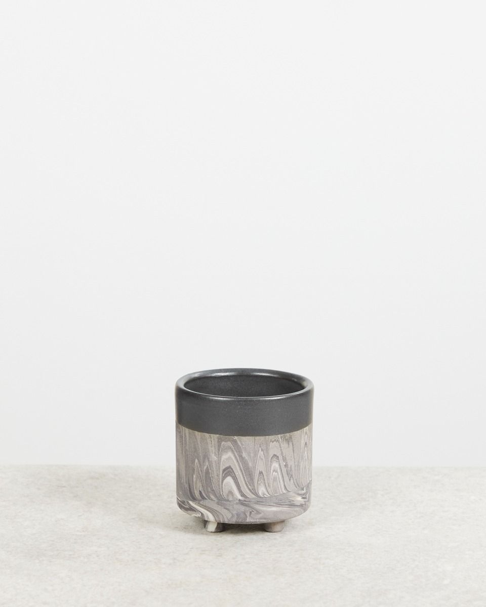 Lily Marble Pot Noir-Beige Marbre