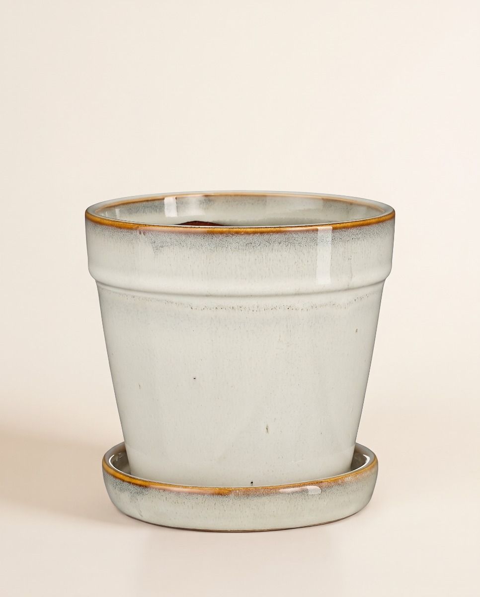 Clint Pot with Saucer Off White Ø 17 cm